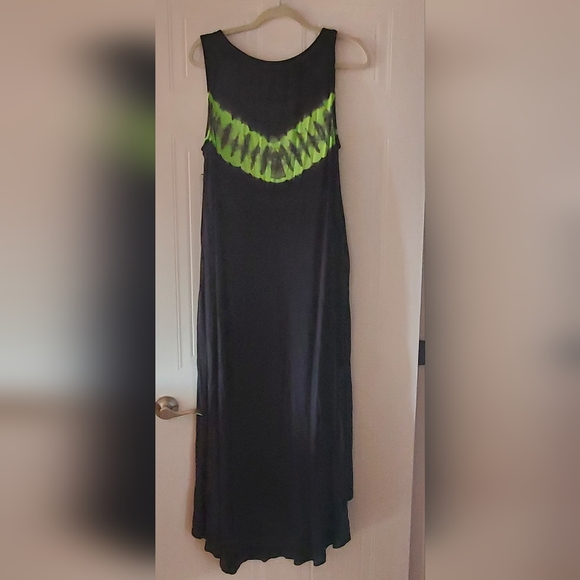 Torrid 2X  New Black/Neon Tie Dye Super Soft Hi Lo Maxi Dress w/Pockets - Picture 6 of 7
